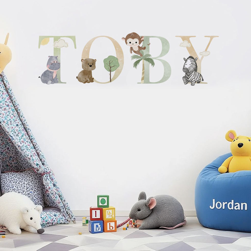 Safari Personalised Names Nursery Wall Stickers