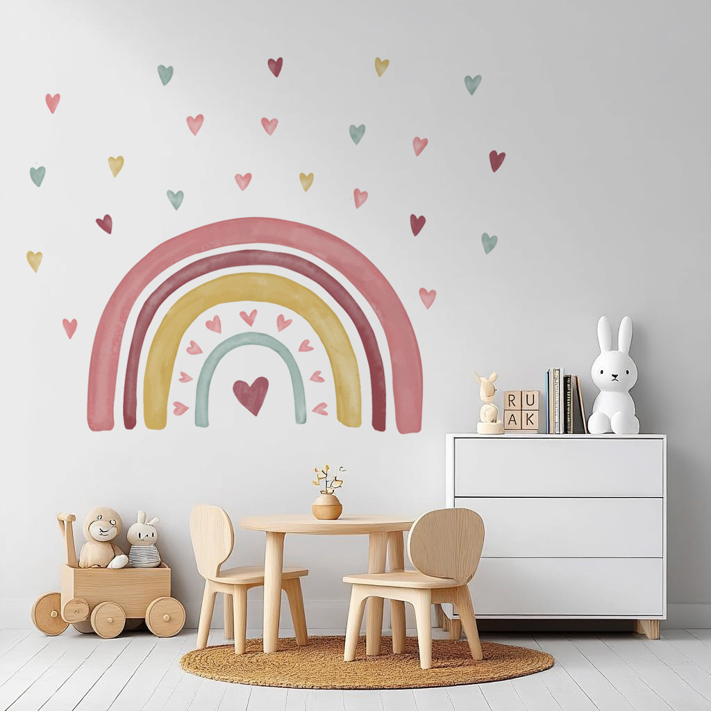 Loving Heart Rainbow Nursery Wall Sticker