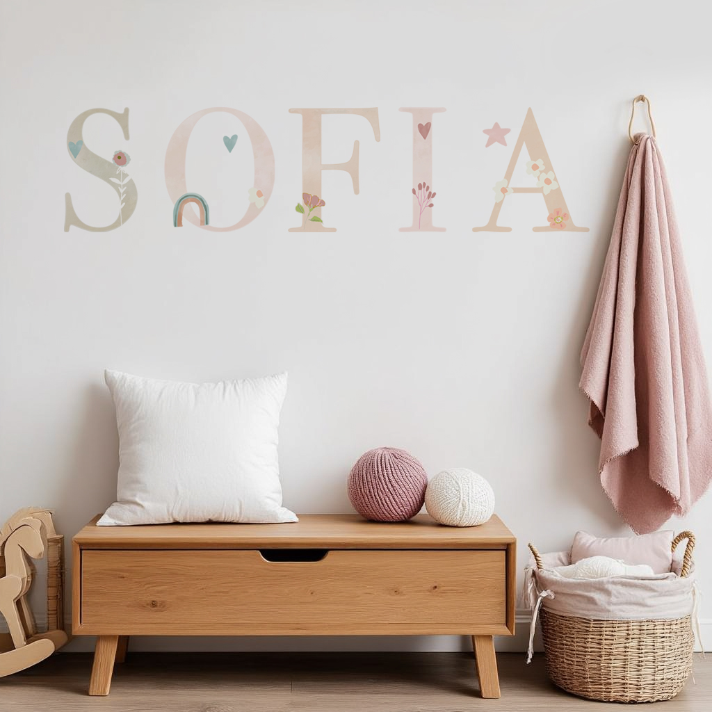 Rainbow Garden Personalised Names Nursery Wall Stickers