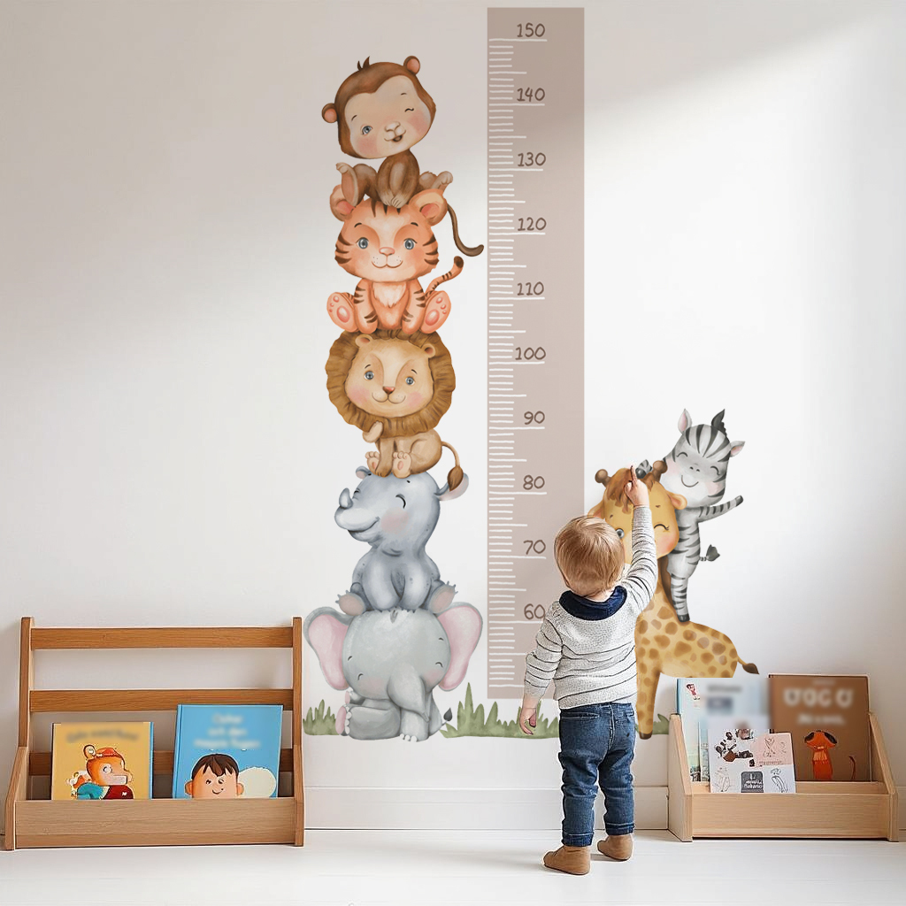 Safari Friends Height Chart Nursery Wall Sticker