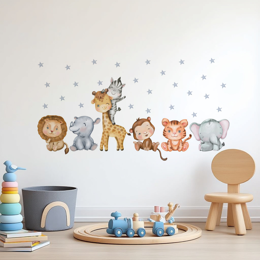 Safari Star Animal Friends Nursery Wall Stickers