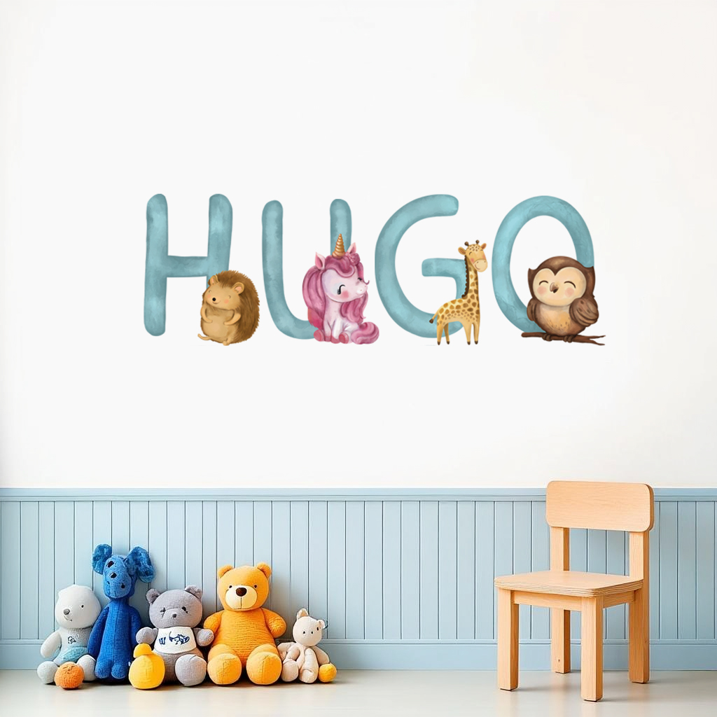 Cartoon Animal Personalised Names Wall Stickers