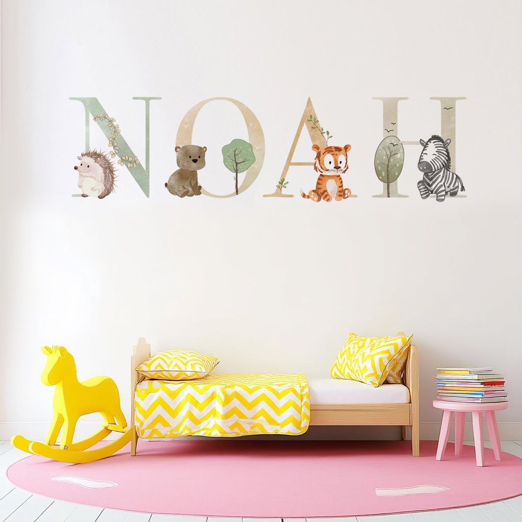 Safari Personalised Names Nursery Wall Stickers