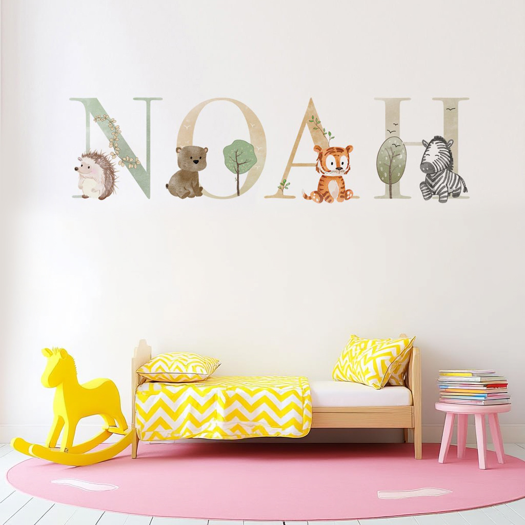 Safari Personalised Names Nursery Wall Stickers