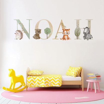 Safari Personalised Names Nursery Wall Stickers