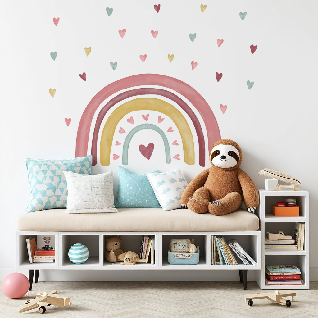 Loving Heart Rainbow Nursery Wall Sticker