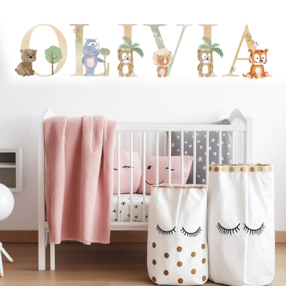 Safari Personalised Names Nursery Wall Stickers