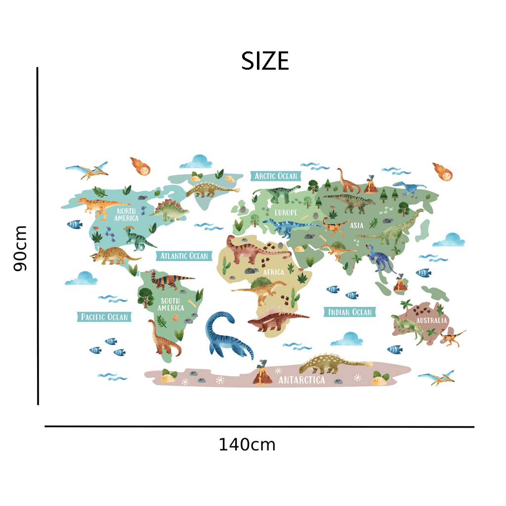 Dinosaur World Map Nursery Wall Sticker