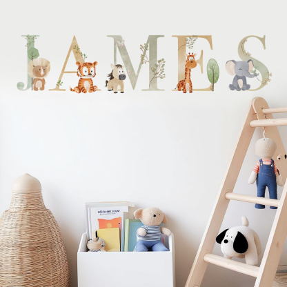 Safari Personalised Names Nursery Wall Stickers