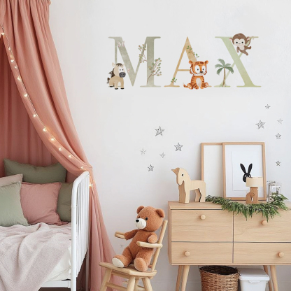Safari Personalised Names Nursery Wall Stickers