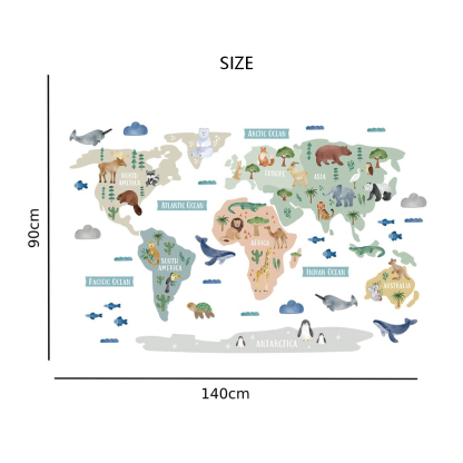 Animal World Map Nursery Wall Sticker