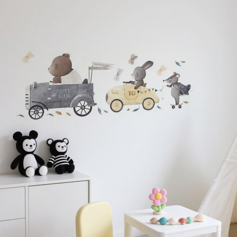 Animal Driver Nursery Wall Stickers