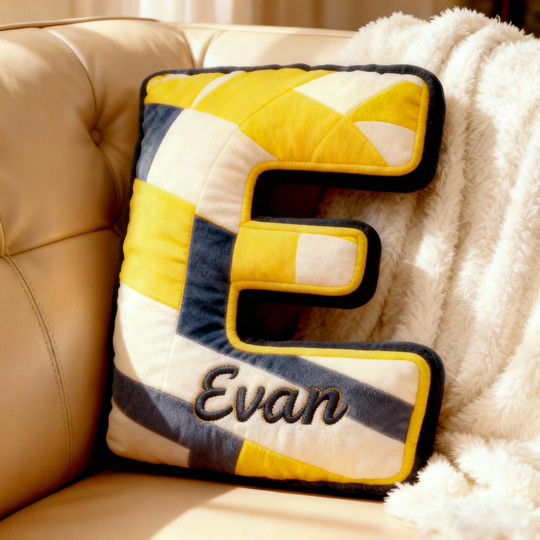 Personalized Baseball Letter Pillow with Custom Name for Sports Fans