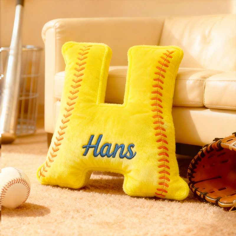 Personalized Baseball Letter Pillow with Custom Name for Sports Fans