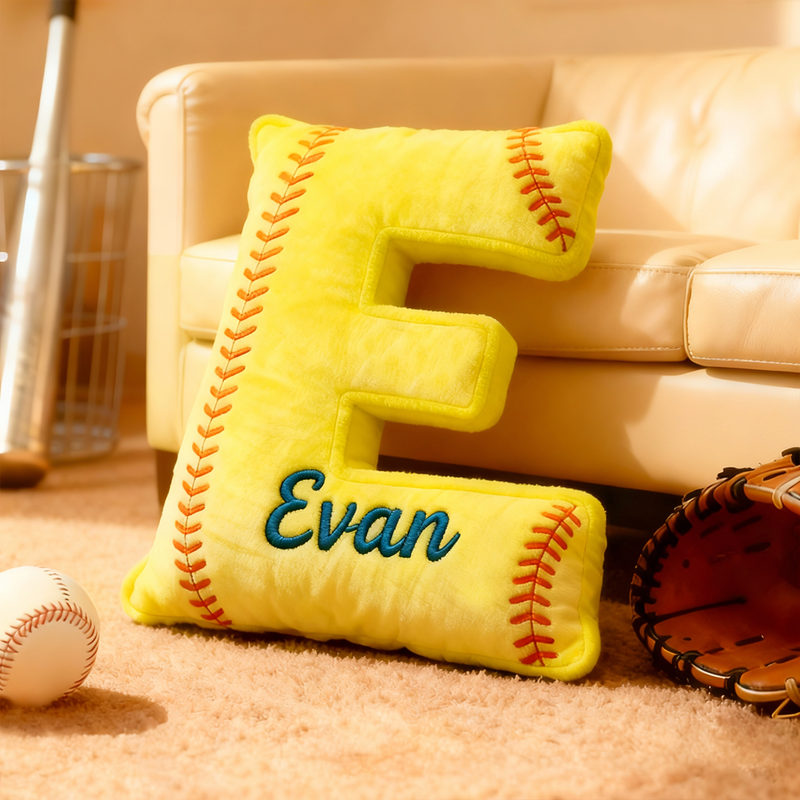 Personalized Baseball Letter Pillow with Custom Name for Sports Fans