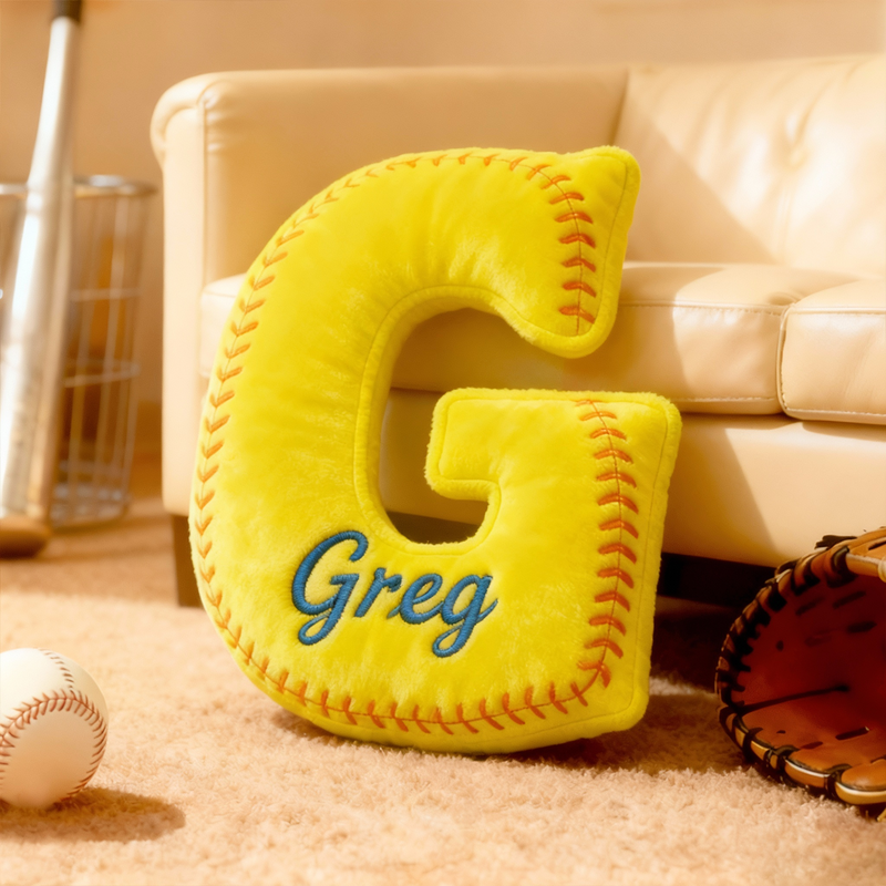 Personalized Baseball Letter Pillow with Custom Name for Sports Fans