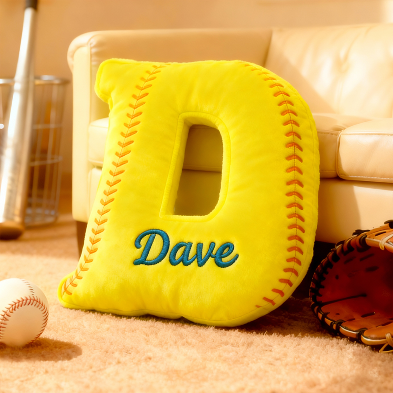 Personalized Baseball Letter Pillow with Custom Name for Sports Fans