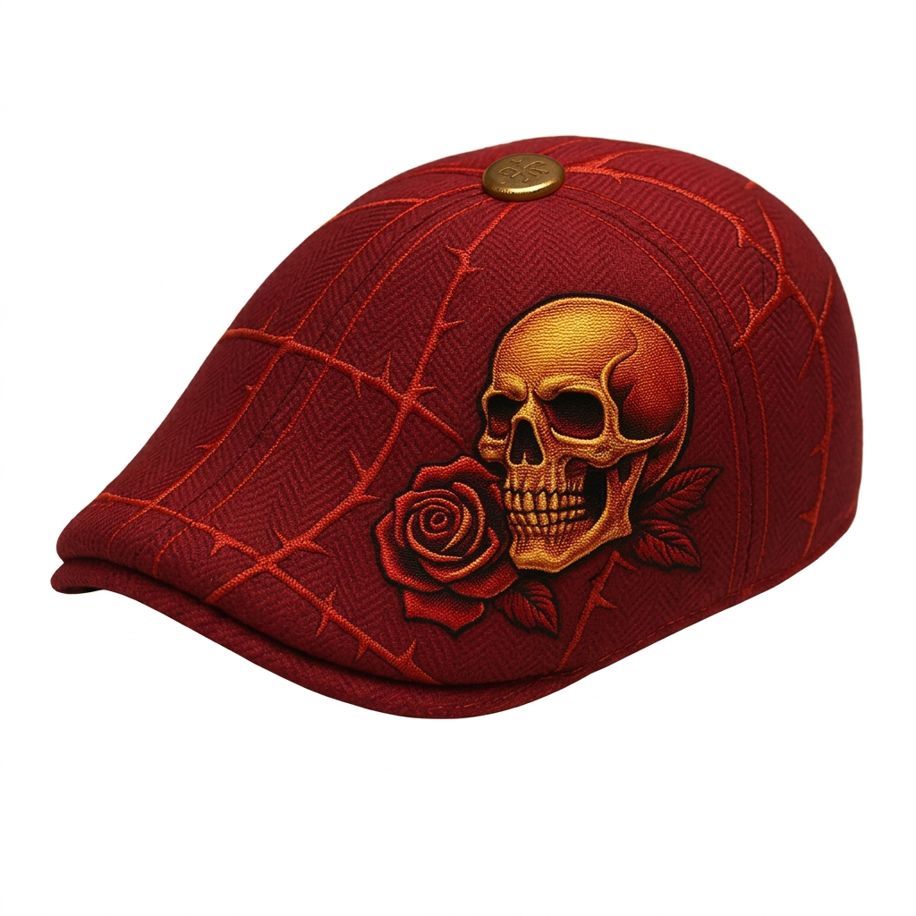 🔥Last Day 50% OFF💀Handcrafted Skull & Thorn Flat Cap