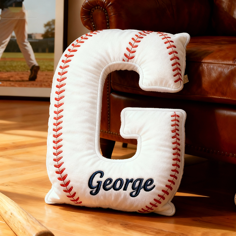 Personalized Baseball Letter Pillow with Custom Name for Sports Fans