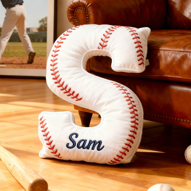 Personalized Baseball Letter Pillow with Custom Name for Sports Fans