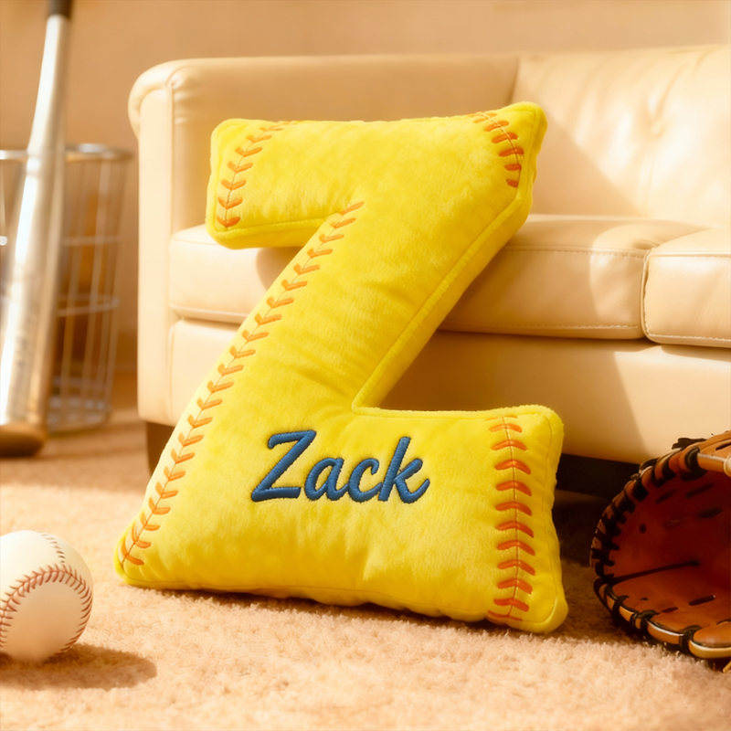 Personalized Baseball Letter Pillow with Custom Name for Sports Fans