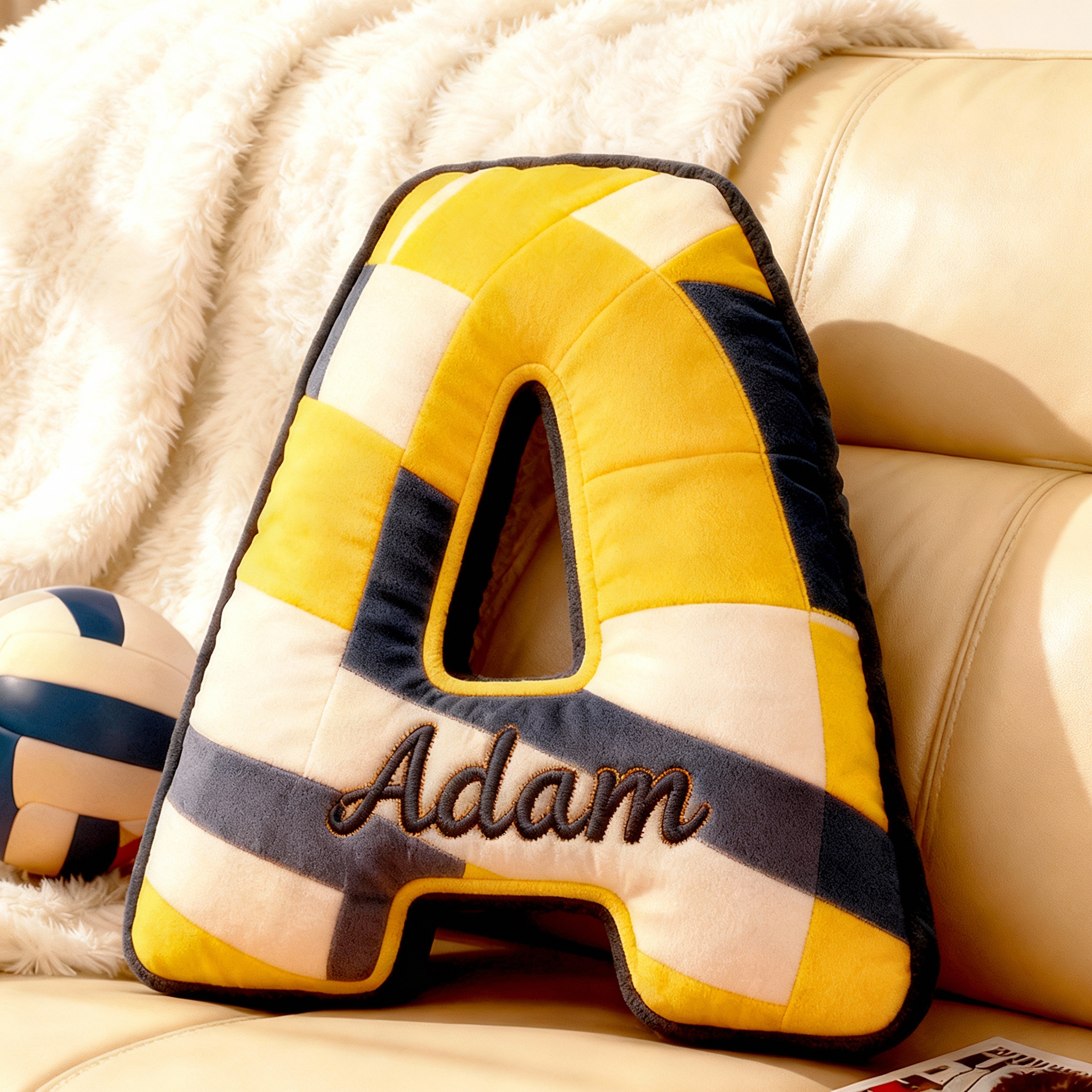 Personalized Baseball Letter Pillow with Custom Name for Sports Fans