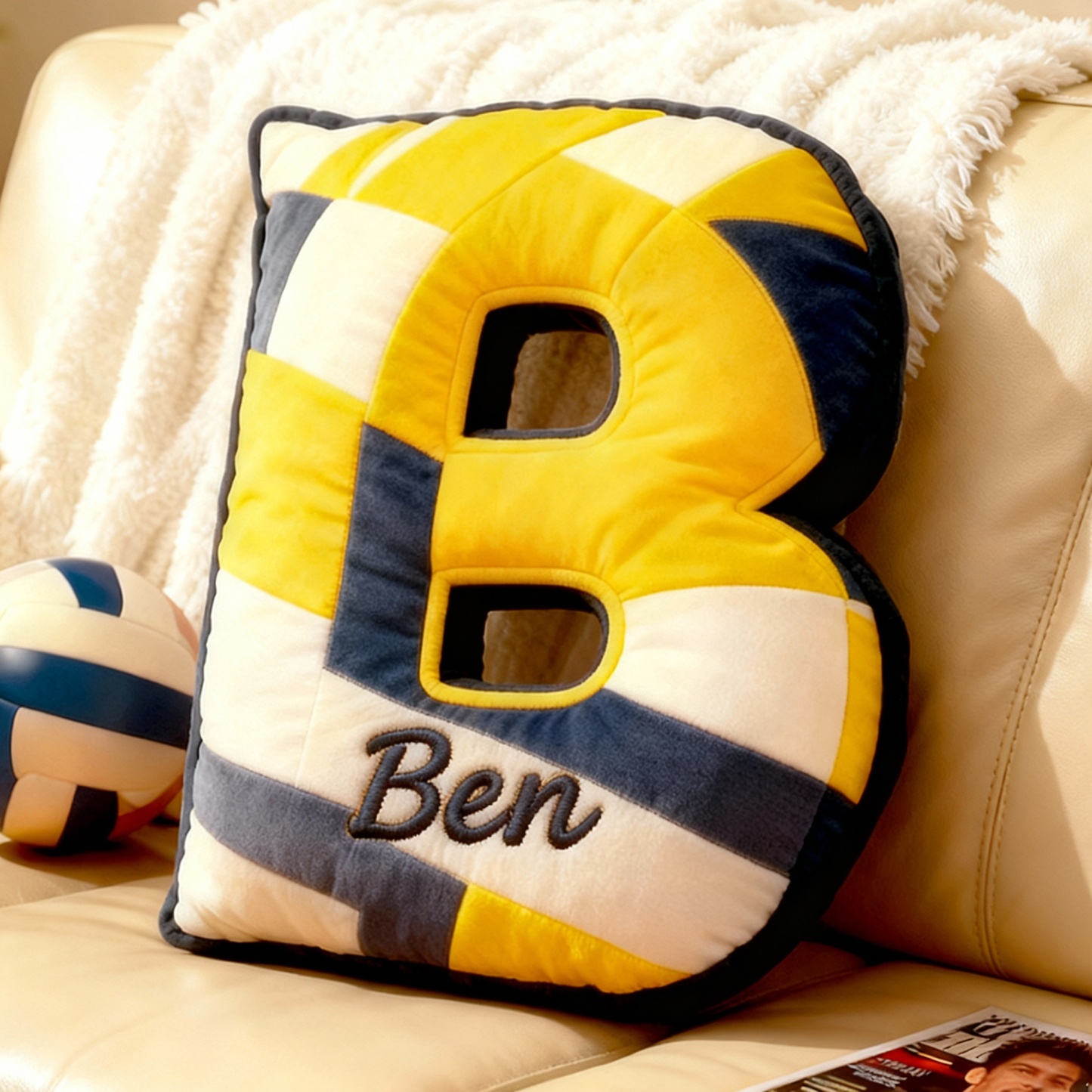 Personalized Baseball Letter Pillow with Custom Name for Sports Fans