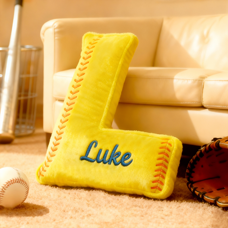 Personalized Baseball Letter Pillow with Custom Name for Sports Fans