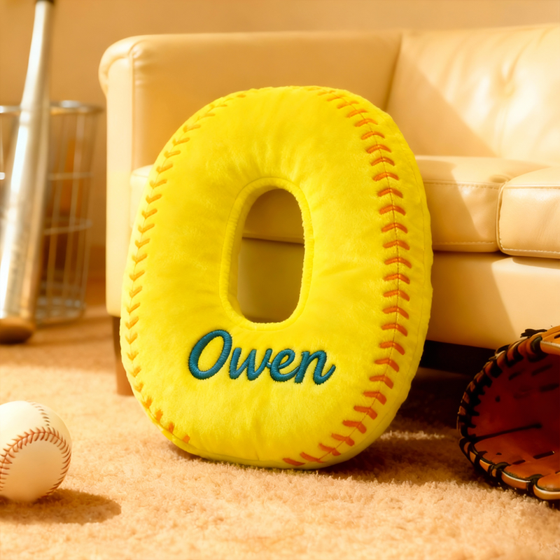 Personalized Baseball Letter Pillow with Custom Name for Sports Fans