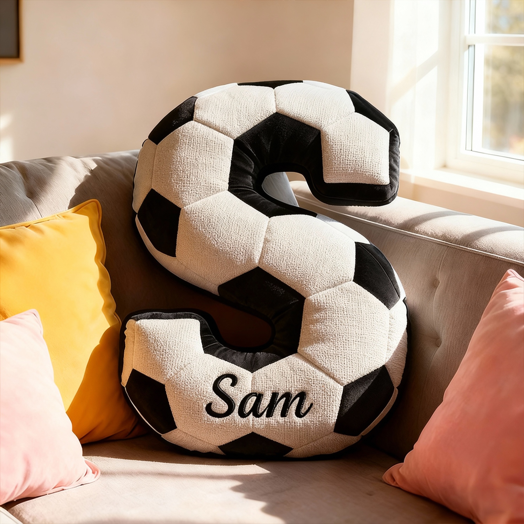 Personalized Baseball Letter Pillow with Custom Name for Sports Fans