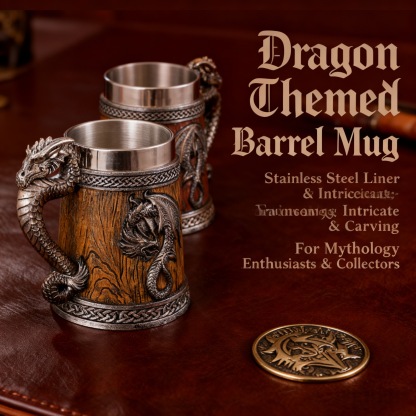 🐉 Dragon Themed Barrel Mug: Forged for Mythology Lovers & Collectors