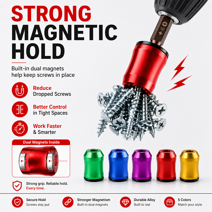 Strong magnetic hold screwdriver bit accessory