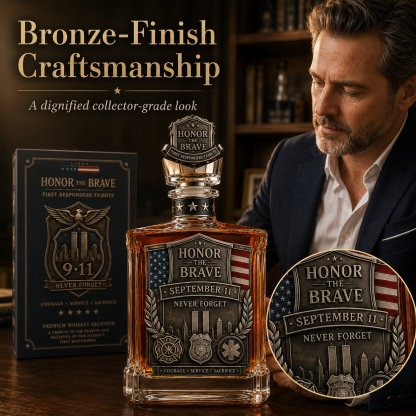 ⏰Limited Stock 50% OFF🥃Honor the Brave Relief Decanter & Emblem – Hero Commemorative Ornament for Home Bar Display