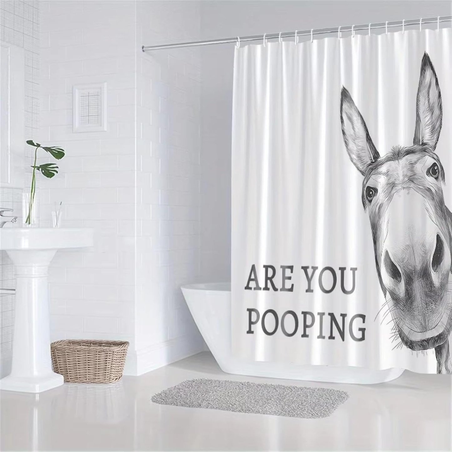 "Are You Pooping?" Donkey Shower Curtain