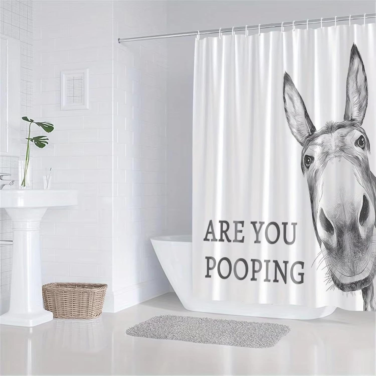 "Are You Pooping?" Donkey Shower Curtain