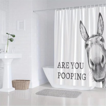 "Are You Pooping?" Donkey Shower Curtain