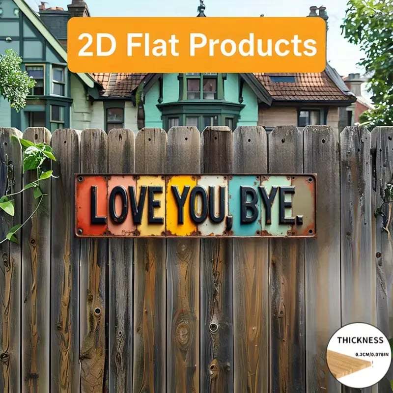 Love You, Bye Metal Wall Sign - Vintage Greenery Decor for Home & Cafe