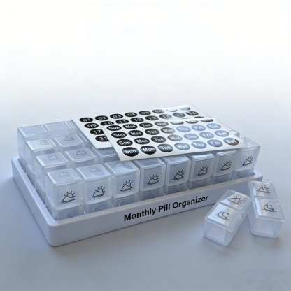 💊 Monthly AM/PM Pill Organizer – Twice-a-Day Medicine & Vitamin Storage with Stickers