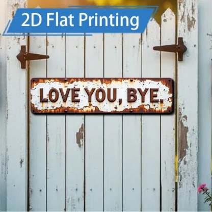 Love You, Bye Metal Wall Sign - Vintage Greenery Decor for Home & Cafe