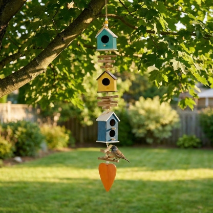 Hanging Colourful Birdhouse Bird Feeder Outdoor