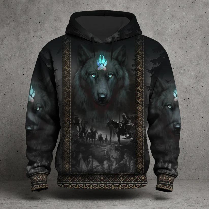 3D Hoodie American Faux Leather Vest Hoodie, Southwestern Tribal Eagle Feather Graphic