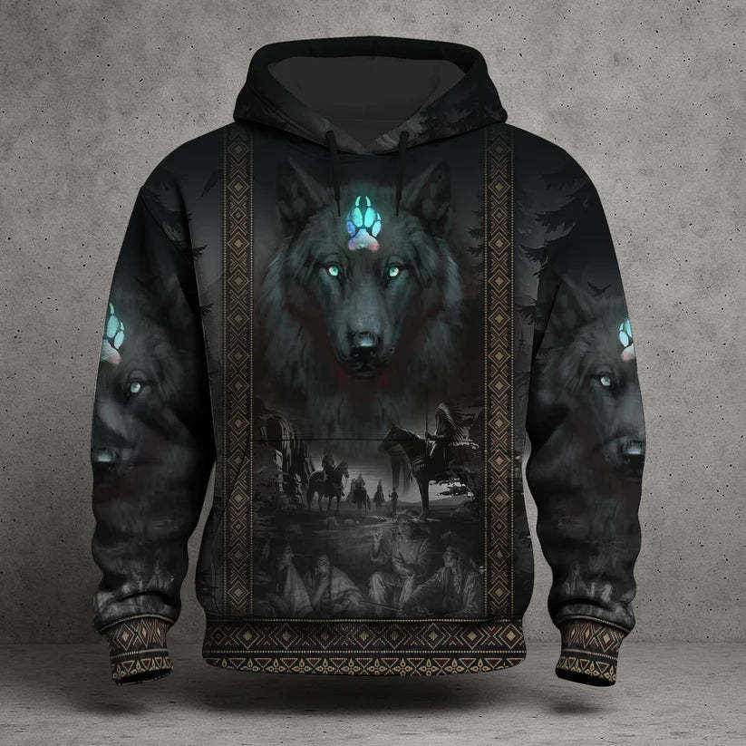 3D Hoodie American Faux Leather Vest Hoodie, Southwestern Tribal Eagle Feather Graphic