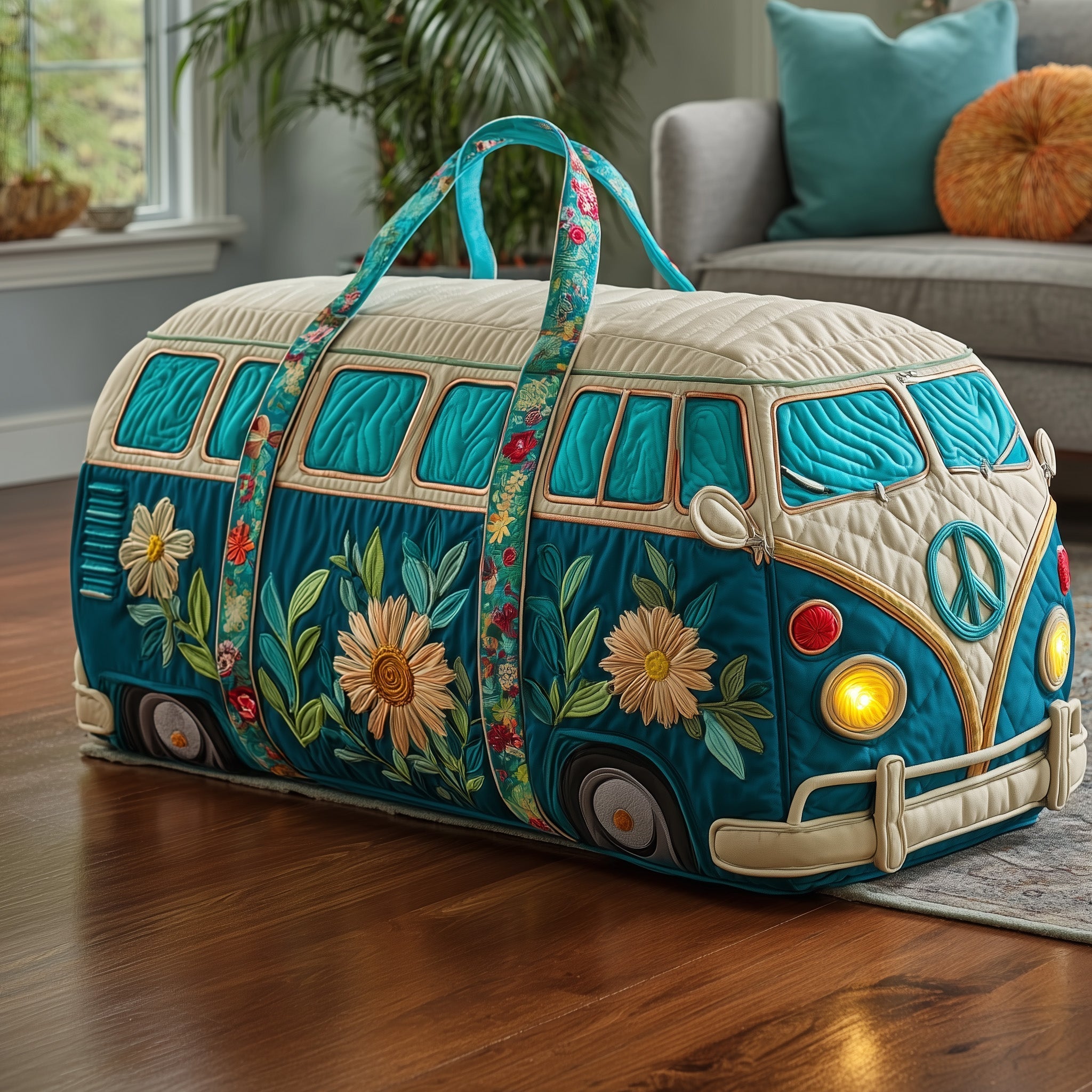 🏆 New Year Special Offer 50% OFF🔥Hippie Van Quilt Duffle Bag (FLOWER)