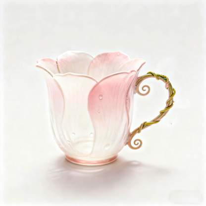 🌲Christmas Gift--“Handcrafted Petal Cup with Vine Handle | Blush Mint · Rose Quartz · Crimson Bloom · Petal Mist”