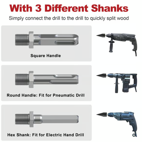 🏆Flash Sale⚡ 50K+ SOLD! Almost Gone-💥Wood Splitter Drill Bit with 3 Drilling Handles