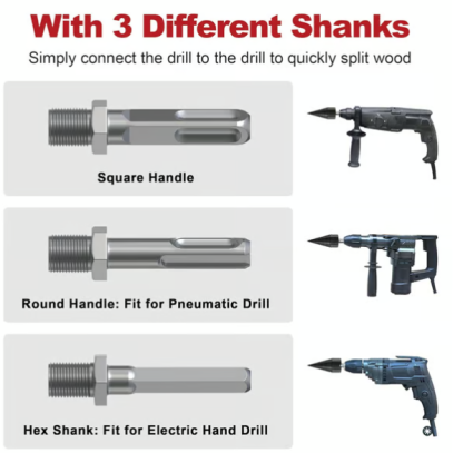 🏆Flash Sale⚡ 50K+ SOLD! Almost Gone-💥Wood Splitter Drill Bit with 3 Drilling Handles