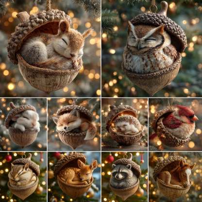 🎁❤️Forest Animal Acorn Ornaments – Cozy Forest Christmas Ornaments