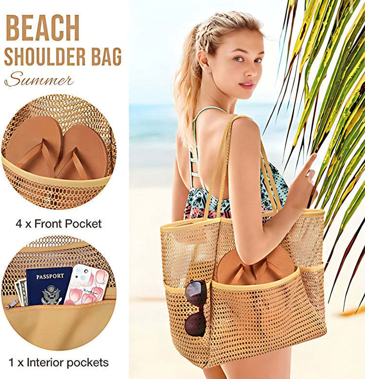 Women's Swimming Beach Bag Portable One Shoulder Storage Bag Crossbody Bag Versatile Mesh Bag