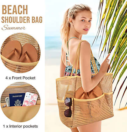 Women's Swimming Beach Bag Portable One Shoulder Storage Bag Crossbody Bag Versatile Mesh Bag