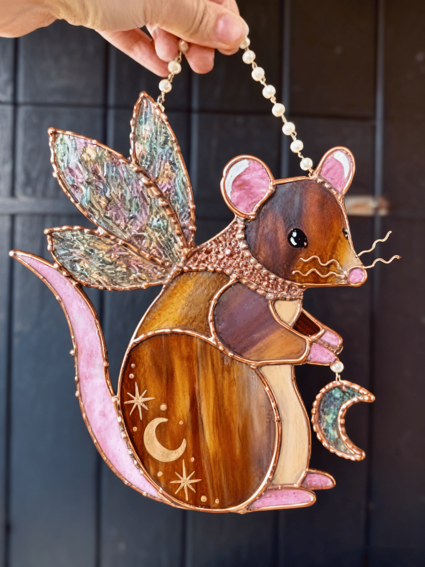 🔥Fast Sale Promotion 49% OFF🎁Handmake Brown Fairy Rat Stained Glass